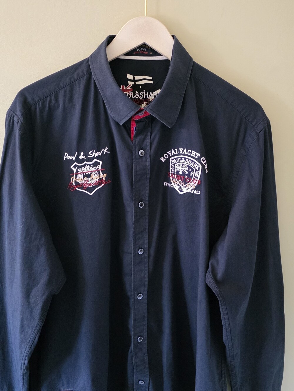 NWOT Paul & Shark L Modern Academia Nautical Yacht Club Embroidered Button Shirt - Picture 4 of 16